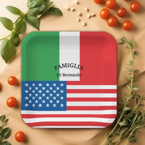 Flag of Italy American Flag Patriotic Paper Plates