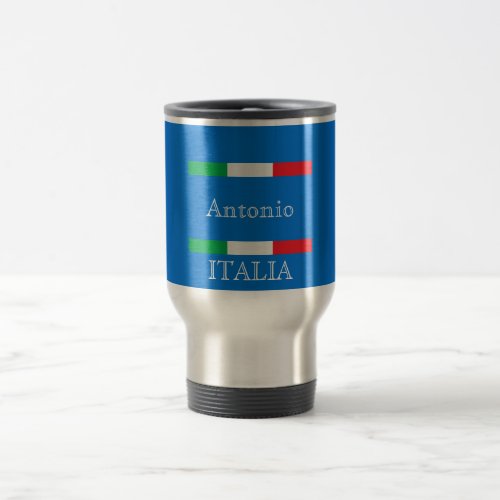 Flag of Italy azure blue ocean name Travel Mug