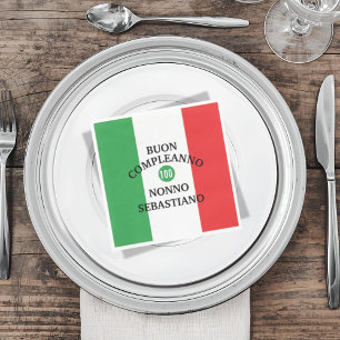 Flag of Italy Buon Compleanno or Anniversario  Napkins