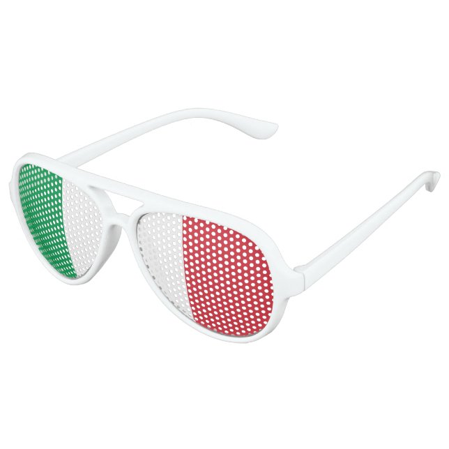 Flag of Italy, Fun Italian Flag Aviator Sunglasses (Angled)