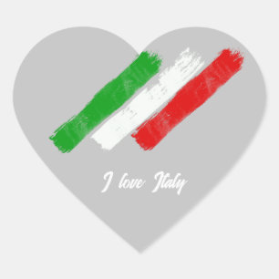 Flag of Italy. I love Italy. Heart Sticker