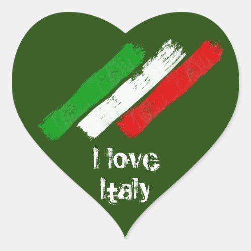 Flag of Italy I love Italy Heart Sticker