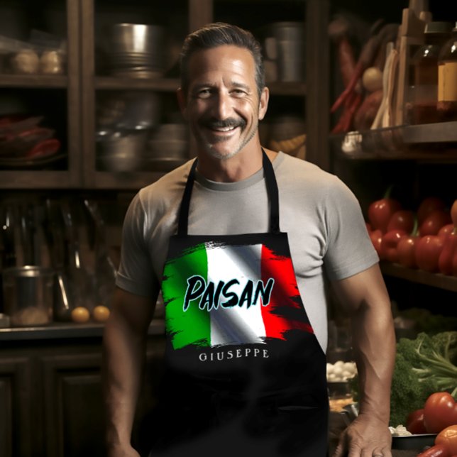 Flag of Italy Italian Flag Black Apron (Creator Uploaded)