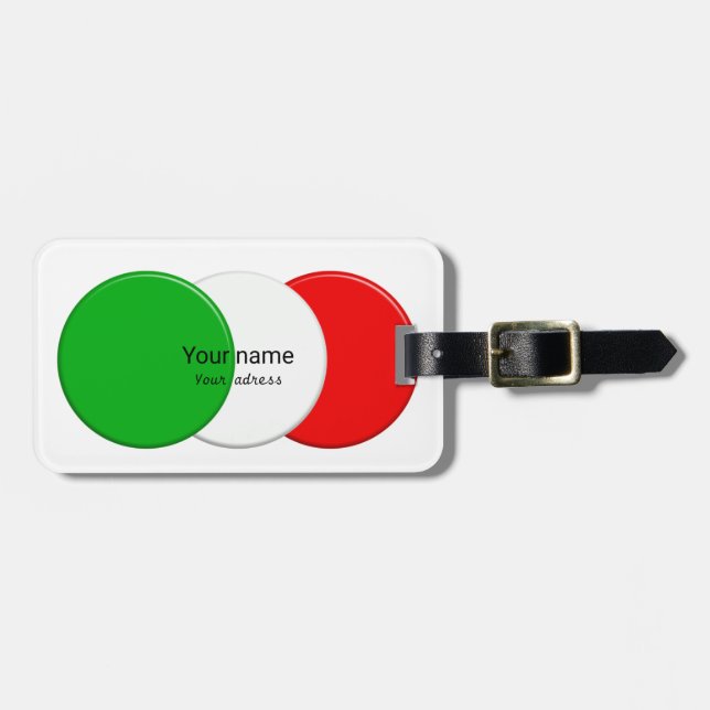 Flag of Italy. Name. Text. Luggage Tag (Front Horizontal)