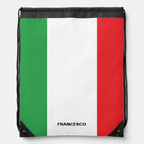 Flag of Italy Personalized Drawstring Bag