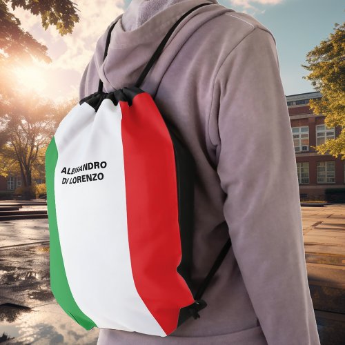 Flag of Italy Personalized Italian Drawstring Bag