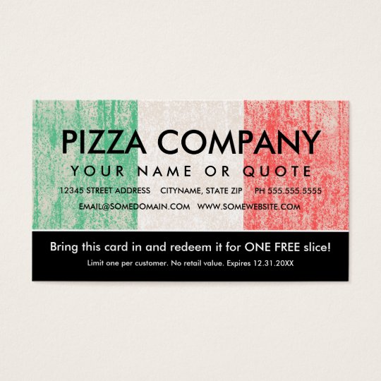 Flag Of Italy Pizza Coupon Business Card