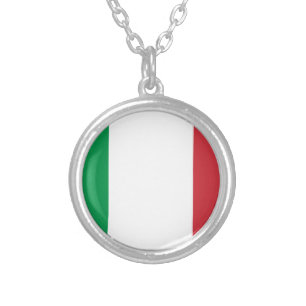 Flag of Italy Silver Plated Necklace