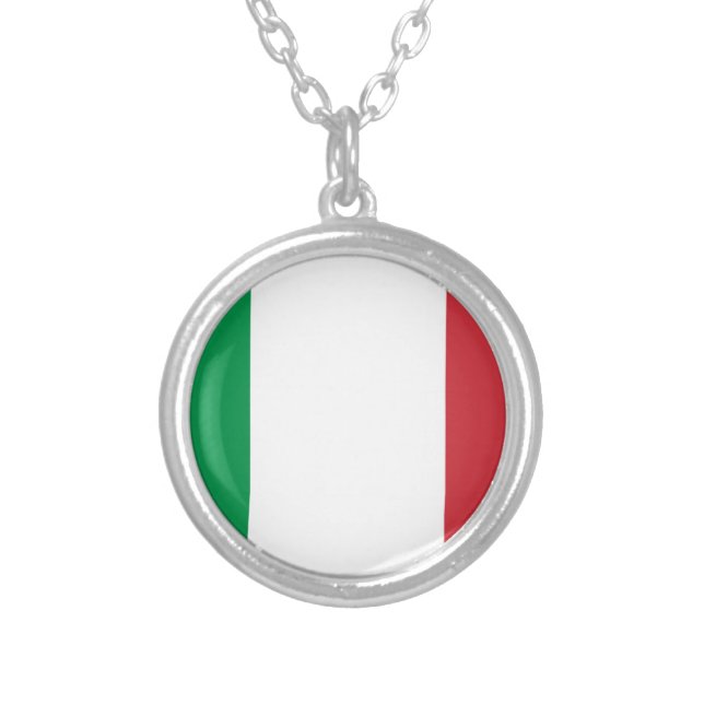 Flag of Italy Silver Plated Necklace (Front)