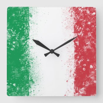 Flag Of Italy Square Wall Clock by flagshack at Zazzle
