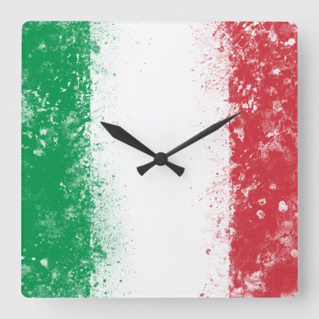 Flag Of Italy Square Wall Clock