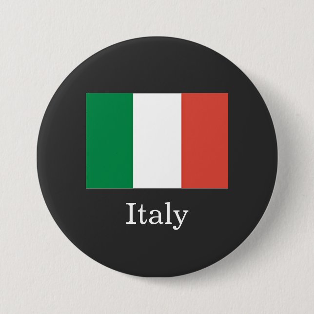 Flag of Italy, white text, Button (Front)