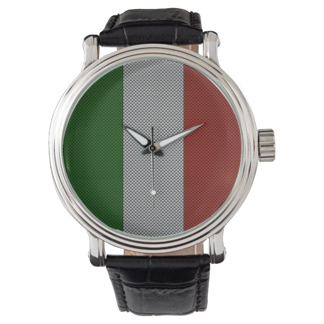 Flag of Italy with Carbon Fiber Effect Watch (Front)