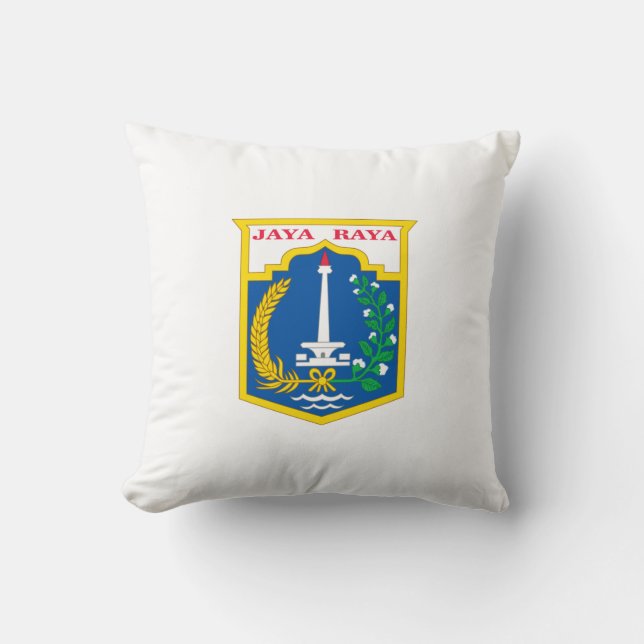Flag of Jakarta (Indonesian Capital City) Throw Pillow (Front)