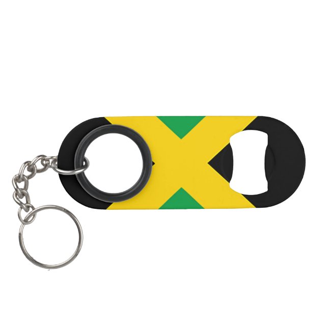 Flag of Jamaica Keychain Bottle Opener (Back Horizontal)