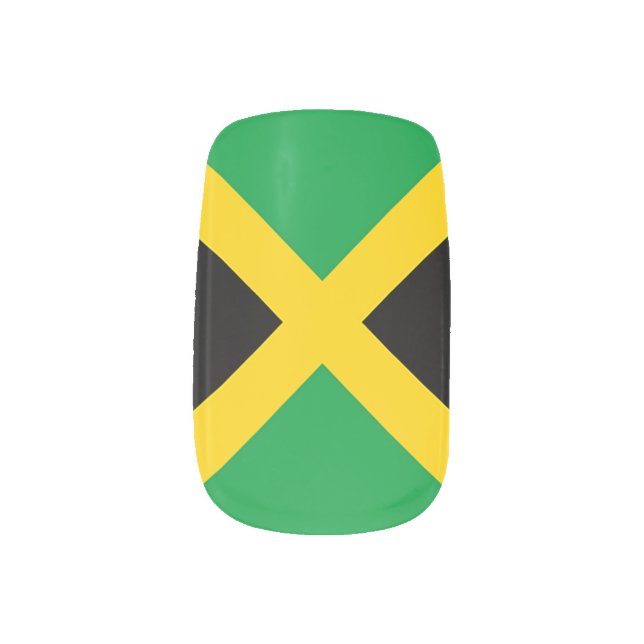 Flag of Jamaica Minx Nail Art (Left Thumb)