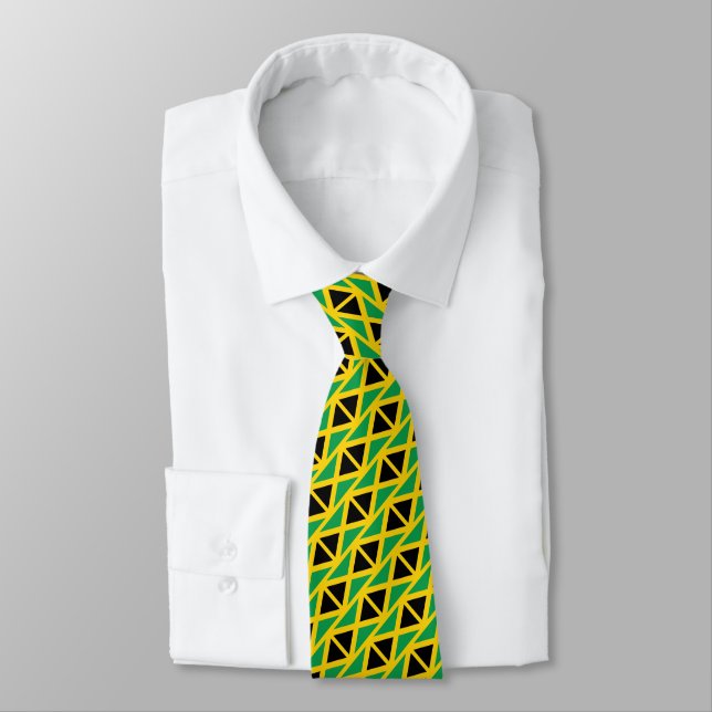 Flag of Jamaica Pattern Neck Tie (Tied)