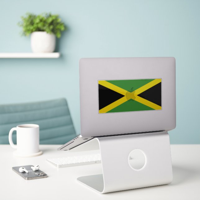 Flag of Jamaica Sticker (Laptop On Desk)