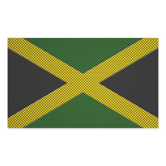 Flag of Jamaica with Carbon Fiber Effect Rectangular Sticker