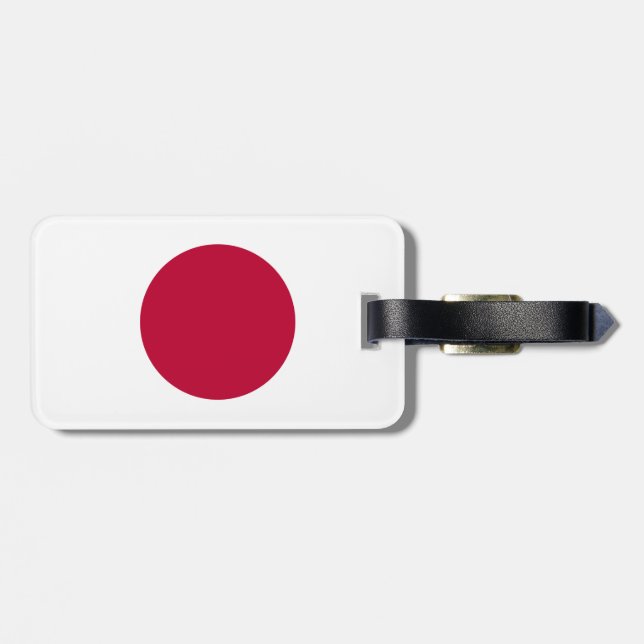 Flag of Japan Luggage Tag w/ leather strap (Back Horizontal)