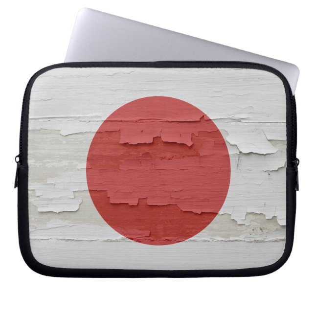 Flag of Japan Weathered Paint Laptop Sleeve (Front)