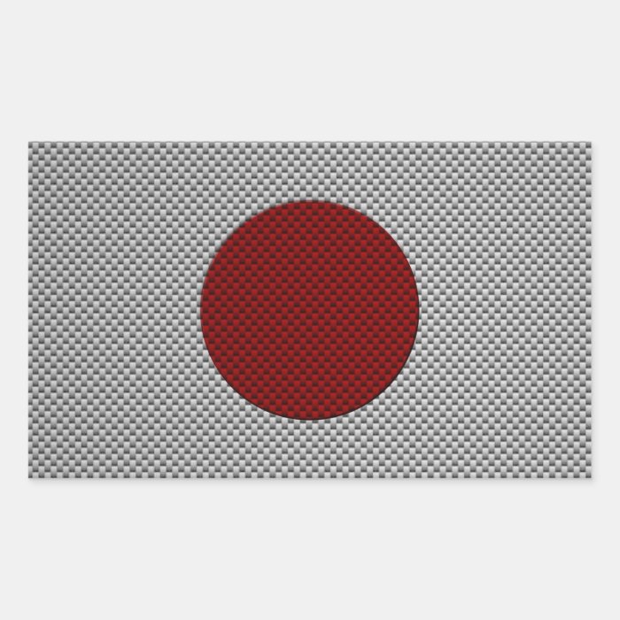 Flag of Japan with Carbon Fiber Effect Rectangle Sticker