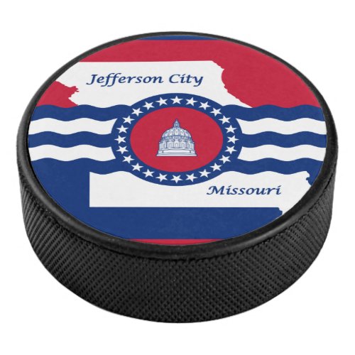 Flag of Jefferson city Missouri Hockey Puck