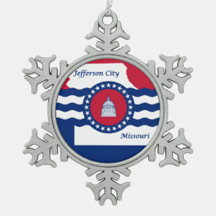 Flag of Jefferson city, Missouri Snowflake Pewter Christmas Ornament