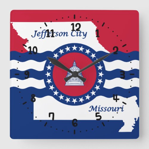 Flag of Jefferson city Missouri Square Wall Clock