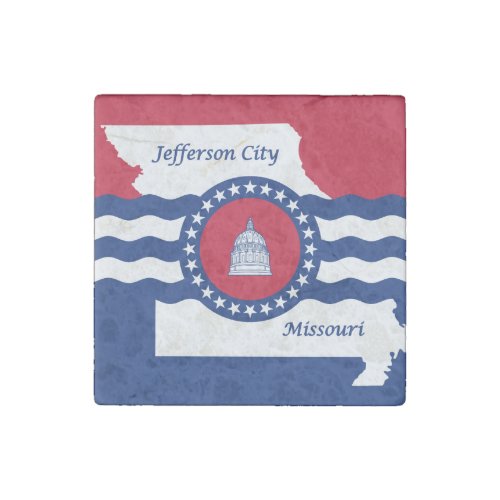 Flag of Jefferson city Missouri Stone Magnet