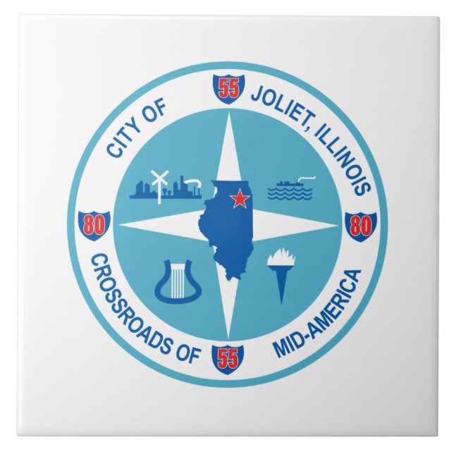 Flag of Joliet (Illinois) Ceramic Tile (Front)