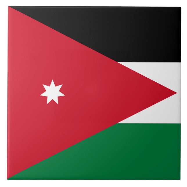 Flag of Jordan Ceramic Tile (Front)