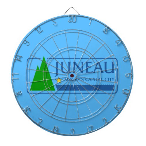 Flag of Juneau Alaska Dartboard With Darts