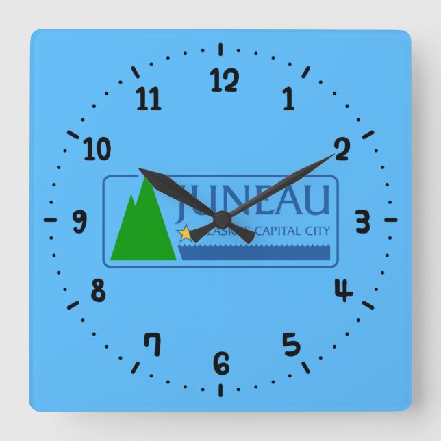 Flag of Juneau, Alaska Square Wall Clock (Front)
