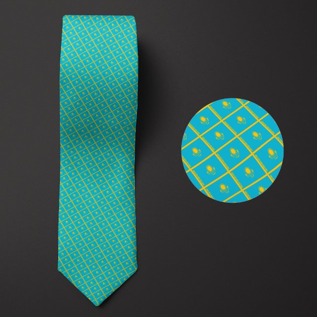 Flag of Kazakhstan Pattern Neck Tie (Creator Uploaded)