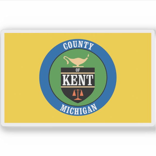 Flag of Kent County, Michigan  Sticker (Front)