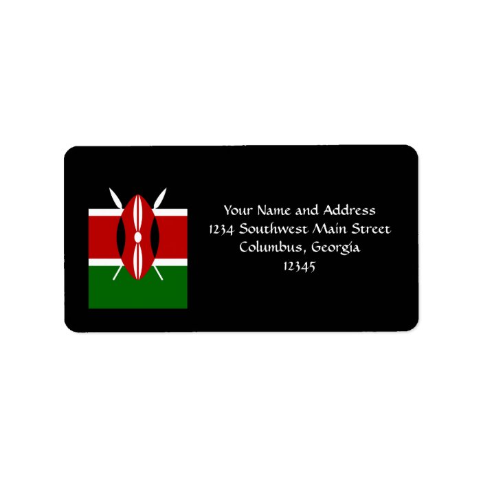 Flag of Kenya Africa Address Label