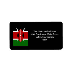 Flag of Kenya Africa Label