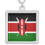 Flag of Kenya Africa Silver Plated Necklace