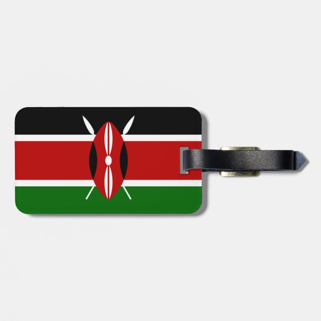 Flag of Kenya Luggage Tag w/ leather strap (Back Horizontal)