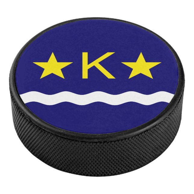 Flag of Kinshasa, Congo Hockey Puck (3/4)
