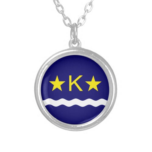 Flag of Kinshasa Congo Silver Plated Necklace