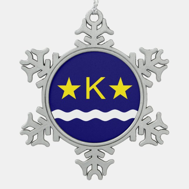Flag of Kinshasa, Congo Snowflake Pewter Christmas Ornament (Front)