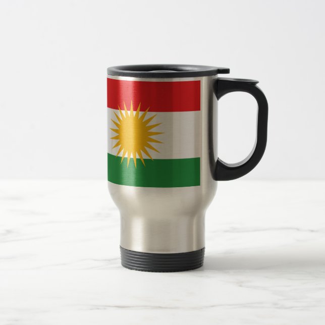 Flag of Kurdistan (Alay Kurdistan or Alaya Rengîn) Travel Mug (Right)