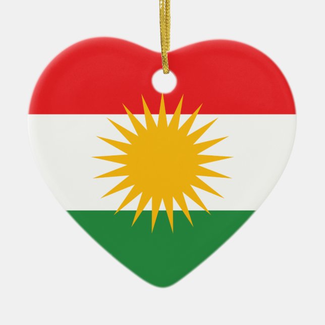 Flag of Kurdistan; Kurd; Kurdish Ceramic Ornament (Front)