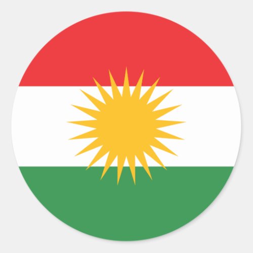 Flag of Kurdistan Kurd Kurdish Classic Round Sticker
