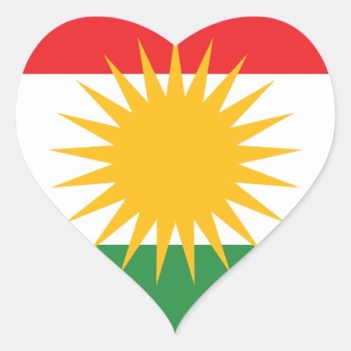 Flag of Kurdistan Kurd Kurdish Heart Sticker
