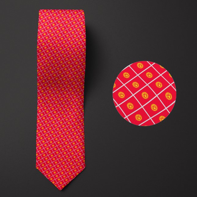 Flag of Kyrgyzstan Pattern Neck Tie (Creator Uploaded)