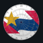 Flag of Lafayette, Indiana Dart Board<br><div class="desc">Dartboard with a design with the flag of Lafayette,  Indiana.. A red,  white and blue flag with a yellow star</div>