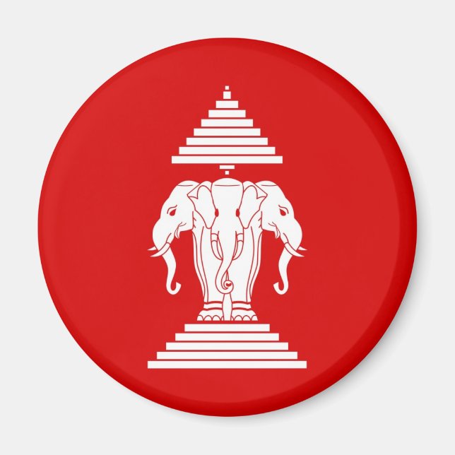 Flag of Laos (1952-1975) - ທຸງຊາດລາວ Magnet (Front)